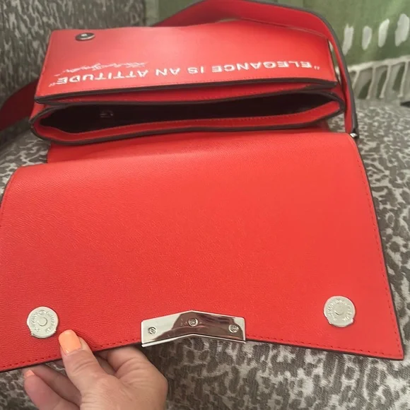 Karl Lagerfeld Red Satchel with Versatile Design NWOT - Picture 4 of 6